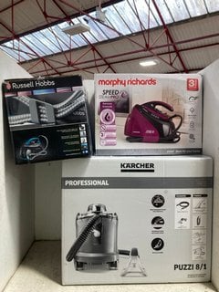 Lot 1086  
            Marchington SR16 - Parcel Delivery Only 

                
3 X ASSORTED HOUSEHOLD ITEMS TO INCLUDE MORPHY RICHARDS SPEED STEAM PRO IRON SET:...