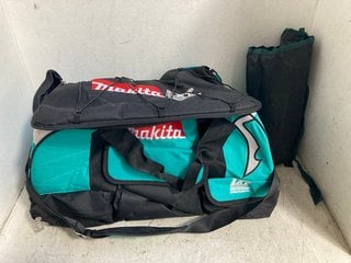 Lot 1098  
            Marchington SR16 - Parcel Delivery Only 

                
MAKITA LARGE TOOL BAG IN BLACK & BLUE TO INCLUDE SAVINO CT 0985 COMBINATION SPANN...