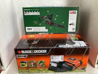 Lot 1101  
            Marchington SR16 - Parcel Delivery Only 

                
BOSCH ADVANCED CHAINSAW 36V-35-40 TO INCLUDE BLACK + DECKER LAWN RAKER 600W (18+ ...