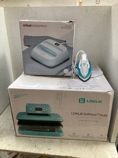 Lot 1163  
            Marchington SR16 - Parcel Delivery Only 

                
3 X ASSORTED ITEMS TO INCLUDE LOKLIK IMPRESS AUTO 2 SMART HEAT PRESS MACHINE: LOC...