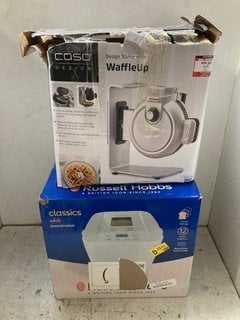 Lot 1222  
            Marchington SR16 - Parcel Delivery Only 

                
RUSSELL HOBBS CLASSIC WHITE BREADMAKER TO INCLUDE CASO DESIGN WAFFLE UP MAKER: LO...