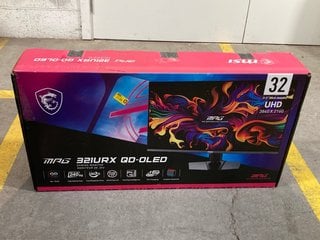 Lot 1388  
            Marchington SR16 - Parcel Delivery Only 

                
MSI MPG 321URX QD-OLED 31.5 4K UHD GAMING MONITOR - ORIGINAL RRP £1,099: LOCATION...