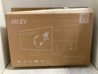 Lot 1398  
            Marchington SR16 - Parcel Delivery Only 

                
MSI PRO MP272L 27 FHD OFFICE MONITOR: LOCATION - BR12