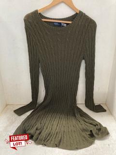 Lot 1046  
            Marchington SR11 - Parcel Delivery Only 

                
RALPH LAUREN CREW NECK KNITTED DRESS IN KHAKI - UK M - ORIGINAL RRP £349.99: LOCA...