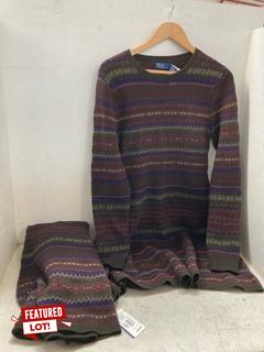 Lot 1093  
            Marchington SR11 - Parcel Delivery Only 

                
2 X RALPH LAUREN FRISLE LONG SLEEVE KNITTED DRESSES IN GREEN MULTI - UK S/M - COM...