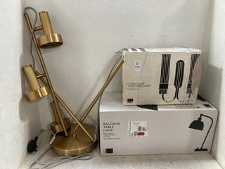Lot 1238  
            Marchington SR11 - Parcel Delivery Only 

                
3 X ASSORTED JOHN LEWIS & PARTNERS LIGHTING ITEMS TO INCLUDE BALDWIN TABLE LAMP: ...