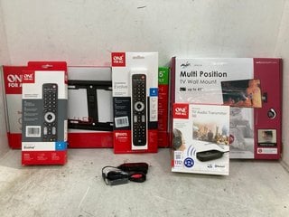 Lot 1312  
            Marchington SR11 - Parcel Delivery Only 

                
QTY OF ASSORTED TECH ITEMS TO INCLUDE ONE FOR ALL EVOLVE UNIVERSAL REMOTE: LOCATI...