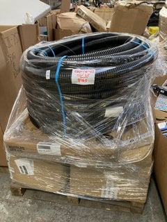 Lot 148  
            Marchington SR16 - Delivery or Collection 

                
PALLET OF ASSORTED ITEMS TO INCLUDE LARGE PLASTIC TUBING IN BLACK: LOCATION - B9 ...