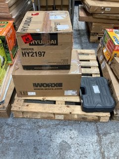 Lot 202  
            Marchington SR16 - Delivery or Collection 

                
PALLET OF ASSORTED OUTDOOR ITEMS TO INCLUDE HYUNDAI HY2197 SWEEPER: LOCATION - A4...