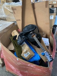 Lot 262  
            Marchington SR16 - Delivery or Collection 

                
PALLET OF ASSORTED HOUSEHOLD ITEMS TO INCLUDE 3RD AVE ACOUSTIC GUITAR IN BLACK: L...