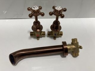 Lot 1036  
            Marchington SR19 - Delivery or Collection 

                
PAIR OF TRADITIONAL CROSSHEAD WALL MOUNTED SHUT OFF VALVES WITH BASIN SPOUT IN CO...