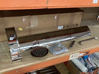 Lot 1055  
            Marchington SR19 - Delivery or Collection 

                
THERMOSTATIC CORNER SHOWER PANEL IN CHROME WITH ROUND FIXED SHOWER HEAD, 3 BODY J...