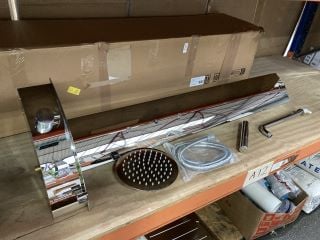 Lot 1056  
            Marchington SR19 - Delivery or Collection 

                
THERMOSTATIC CORNER SHOWER PANEL IN CHROME WITH ROUND FIXED SHOWER HEAD, 3 BODY J...