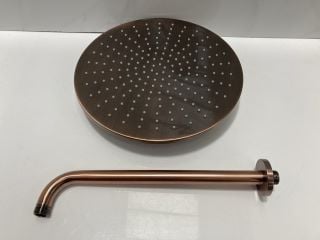 Lot 1075  
            Marchington SR19 - Delivery or Collection 

                
300MM DIAM FIXED SHOWER HEAD IN COPPER EFFECT WITH WALL MOUNTED ARM - RRP £195: L...