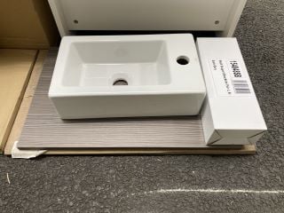 Lot 1168  
            Marchington SR19 - Collection 

                
(COLLECTION ONLY) 605 X 390MM COUNTERTOP WITH SHELF SUPPORT BRACKETS IN BROWN GRE...