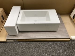 Lot 1171  
            Marchington SR19 - Collection 

                
(COLLECTION ONLY) 605 X 390MM COUNTERTOP WITH SHELF SUPPORT BRACKETS IN BROWN GRE...