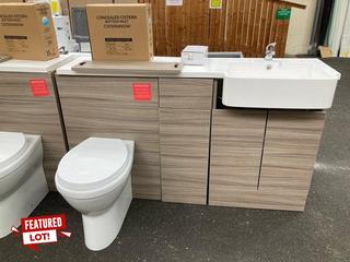 Lot 332  
            Marchington SR19 - Collection 
                
(COLLECTION ONLY) COMBINATION UNIT IN DRIFTWOOD TO INCLUDE 2 DOOR VANITY BASE UNI...