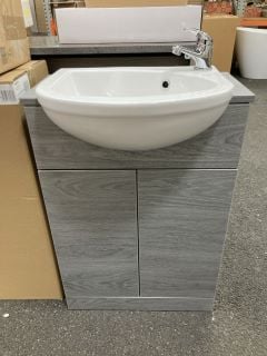 Lot 334  
            Marchington SR19 - Delivery or Collection 
                
FLOOR STANDING 2 DOOR SEMI RECESSED SINK UNIT IN LONDON SILVER OAK 560 X 420MM WI...
