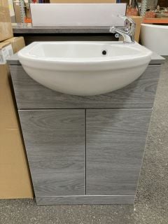 Lot 339  
            Marchington SR19 - Delivery or Collection 
                
FLOOR STANDING 2 DOOR SEMI RECESSED SINK UNIT IN LONDON SILVER OAK 560 X 420MM WI...