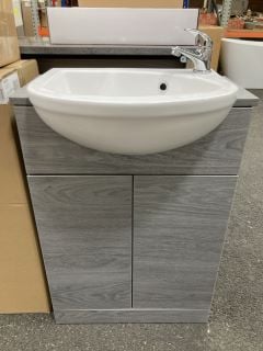 Lot 340  
            Marchington SR19 - Delivery or Collection 
                
FLOOR STANDING 2 DOOR SEMI RECESSED SINK UNIT IN LONDON SILVER OAK 560 X 420MM WI...