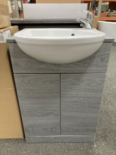 Lot 344  
            Marchington SR19 - Delivery or Collection 
                
FLOOR STANDING 2 DOOR SEMI RECESSED SINK UNIT IN LONDON SILVER OAK 560 X 420MM WI...