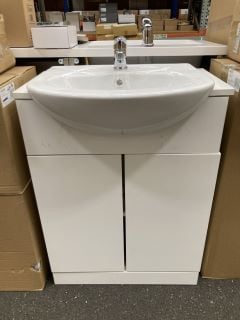 Lot 346  
            Marchington SR19 - Delivery or Collection 
                
FLOOR STANDING 2 DOOR SEMI RECESSED SINK UNIT IN WHITE 610 X 470MM WITH A 1TH CER...