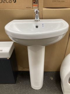 Lot 351  
            Marchington SR19 - Collection 

                
(COLLECTION ONLY) 500MM WIDE 1TH CERAMIC BASIN COMPLETE WITH FULL PEDESTAL & A MO...
