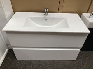 Lot 353  
            Marchington SR19 - Collection 

                
(COLLECTION ONLY) WALL HUNG 2 DRAWER SINK UNIT IN WHITE WITH A 815 X 400MM 1TH CE...