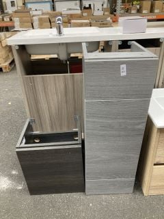 Lot 365  
            Marchington SR19 - Collection 

                
(COLLECTION ONLY) FLOOR STANDING 1 DOOR 1 DRAWER VANITY BASE UNIT IN LONDON SILVE...