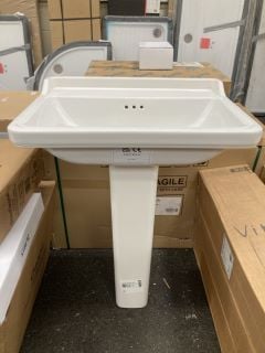 Lot 380  
            Marchington SR19 - Collection 
                
(COLLECTION ONLY) SANEUX SOFIA 600MM WIDE NTH CERAMIC BASIN WITH A FULL PEDESTAL ...