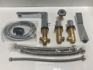 Lot 625  
            Marchington SR19 - Delivery or Collection 

                
DECK MOUNTED 4TH BSM IN CHROME WITH PENCIL STYLE HANDSET & HOSE - RRP £399: LOCAT...