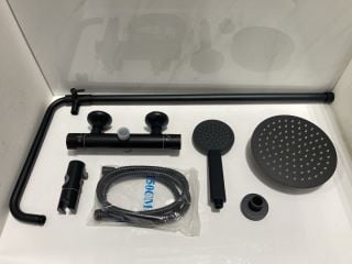 Lot 642  
            Marchington SR19 - Delivery or Collection 

                
THERMOSTATIC BAR SHOWER VALVE IN BLACK WITH RISER RAIL, ROUND FIXED SHOWER HEAD, ...