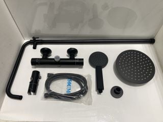 Lot 644  
            Marchington SR19 - Delivery or Collection 

                
THERMOSTATIC BAR SHOWER VALVE IN BLACK WITH RISER RAIL, ROUND FIXED SHOWER HEAD, ...