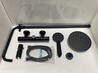 Lot 650  
            Marchington SR19 - Delivery or Collection 

                
THERMOSTATIC BAR SHOWER VALVE IN BLACK WITH RISER RAIL, ROUND FIXED SHOWER HEAD, ...