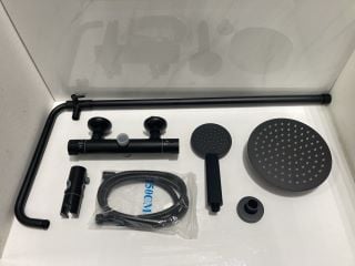Lot 651  
            Marchington SR19 - Delivery or Collection 

                
THERMOSTATIC BAR SHOWER VALVE IN BLACK WITH RISER RAIL, ROUND FIXED SHOWER HEAD, ...