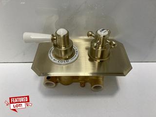 Lot 775  
            Marchington SR19 - Delivery or Collection 

                
TRADITIONAL TWIN CONCEALED SHOWER VALVE IN BRUSHED BRASS - RRP £445: LOCATION - R...
