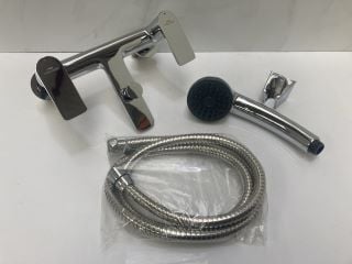 Lot 819  
            Marchington SR19 - Delivery or Collection 

                
DECK MOUNTED BSM IN CHROME WITH SHOWER HANDSET, HOSE & WALL MOUNTING BRACKET - RR...