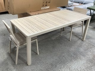 Lot 227  
            Marchington SR11 - Delivery or Collection 

                
JOHN LEWIS & PARTNERS OUTDOOR EXTENDING DINING TABLE TO INCLUDE 2 X MATCHING DINI...