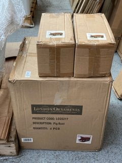 Lot 264  
            Marchington SR11 - Delivery or Collection 

                
4 X LARGE PIG ORNAMENTS TO INCLUDE 2 X MEDIUM PIG ORNAMENTS IN RUST: LOCATION - D1