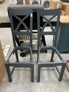 Lot 308  
            Marchington SR11 - Delivery or Collection 

                
SET OF 2 X BACK DARK BLUE PAINTED DINING CHAIR FRAMES: LOCATION - B3