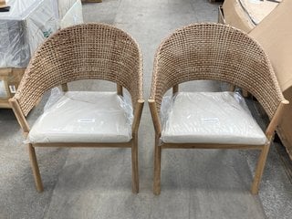 Lot 331  
            Marchington SR11 - Delivery or Collection 

                
SET OF 2 FURNITURE BOX ASA WOOD & WICKER OUTDOOR DINING CHAIRS IN NATURAL: LOCATI...