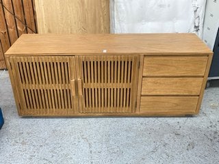 Lot 379  
            Marchington SR11 - Delivery or Collection 

                
MELIA 3 DRAWER 2 DOOR SIDEBOARD IN LIGHT OAK FINISH - ORIGINAL RRP £799: LOCATION...