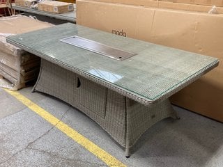 Lot 397  
            Marchington SR11 - Delivery or Collection 

                
MODA FURNISHINGS 8 SEATER RECTANGULAR DINING TABLE IN LIGHT GREY WITH GAS FIREPIT...