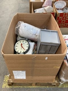 Lot 412  
            Marchington SR11 - Delivery or Collection 

                
PALLET OF ASSORTED ITEMS TO INCLUDE NEWGATE ROUND WALL CLOCK IN BLACK: LOCATION -...