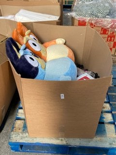 Lot 475  
            Marchington SR11 - Delivery or Collection 

                
QTY OF ASSORTED ITEMS TO INCLUDE BLUEY & BINGO PLUSH SOFA: LOCATION - A6
