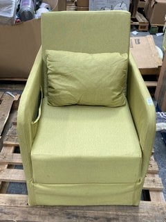 Lot 512  
            Marchington SR11 - Delivery or Collection 

                
MEMORY FOAM ARMCHAIR IN GREEN: LOCATION - A8