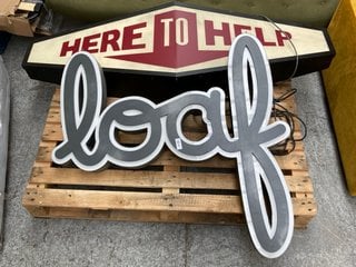 Lot 71  
            Marchington SR11 - Delivery or Collection 

                
LOAF LIGHT UP WALL SIGN TO INCLUDE HERE TO HELP LIGHT UP SIGN: LOCATION - A2