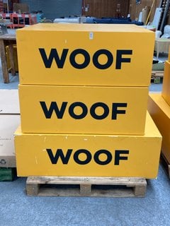 Lot 80  
            Marchington SR11 - Delivery or Collection 

                
3 X LARGE WOOF FLOOR DISPLAY STANDS IN YELLOW & BLACK: LOCATION - A3 (KERBSIDE PA...