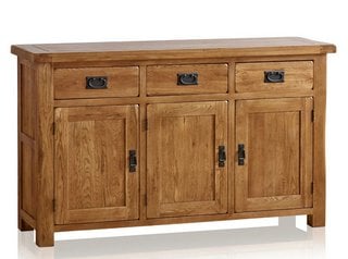 Lot 18  
            Marchington SR11 - Delivery or Collection 

                
OAK FURNITURELAND ORIGINAL RUSTIC SOLID OAK LARGE SIDEBOARD - ORIGINAL RRP £569.9...