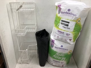 Lot 1018  
            Marchington SR13 - Parcel Delivery Only 

                
4 X ASSORTED HOUSEHOLD ITEMS TO INCLUDE SLUMBERDOWN 10.5 TOG SINGLE DUVET: LOCATI...